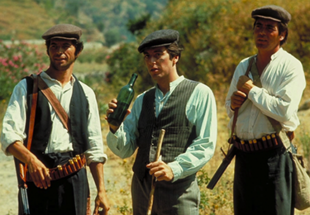 Al Pacino in una scena girata in Sicilia del Padrino, per la regia di Francis Ford Coppola